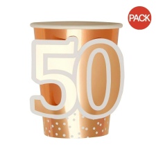 Neviti 50th Birthday Disposable Cup (Pack of 8) - Rose Gold/White - One Size