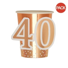 Neviti 40th Birthday Disposable Cup (Pack of 8) - Rose Gold/White - One Size