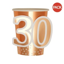 Neviti 30th Birthday Disposable Cup (Pack of 8) - Rose Gold/White - One Size