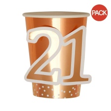 Neviti 21st Birthday Disposable Cup (Pack of 8) - Rose Gold/White - One Size