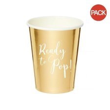 Amscan Ready To Pop Paper Party Cup (Pack of 8) - Gold/White - One Size