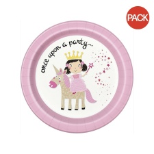 Unique Party Once Upon A Party Princess Unicorn Party Plates (Pack of 8) - White/Pink - One Size