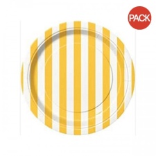 Unique Party Striped Party Plates (Pack of 8) - Yellow - One Size