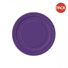 Unique Party Round Dessert Plate (Pack of 8) - Purple - One Size