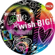 Unique Party Wish Big Disposable Plates (Pack of 8) - Multicoloured - One Size