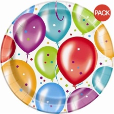 Unique Party Balloon Birthday Party Plates (Pack of 8) - Multicoloured - 9in