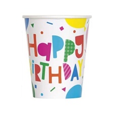 Unique Party Classic Paper Balloons Happy Birthday Party Cup - Multicoloured - One Size