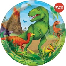 Unique Party Dinosaur Party Plates (Pack of 8) - Green/Blue/Brown - One Size