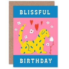 Wee Blue Coo Dog Lover Pet With Flowers Blissful Birthday Greeting Card