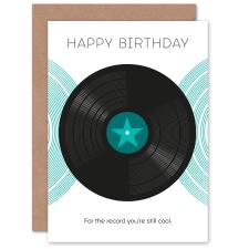 Wee Blue Coo Vinyl Record Still Cool DJ Decks Birthday For Her Greeting Card