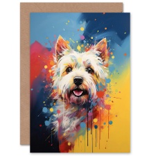 Artery8 Cite West Highland Terrier Dog Lover Colourful Greeting Card