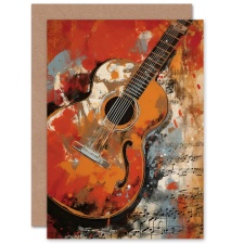 Artery8 Acoustic Guitar Notes Sheet Music Lover Abstract Greeting Card