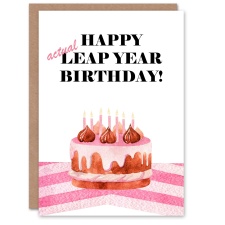 Artery8 Actual Leap Year Happy Birthday Cake Candles Greeting Card