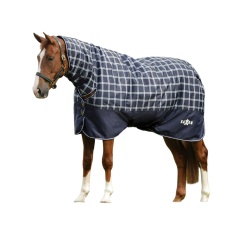 Saxon Defiant Combo Neck Plaid Heavy 300g Horse Turnout Rug - Navy - 5´ 6"