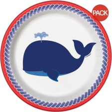 Unique Party Nautical Summer Paper Party Plates (Pack of 8) - Blue/White/Red - One Size