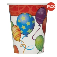 Unique Party Paper Balloons Birthday Party Cup (Pack of 8) - Multicoloured - One Size