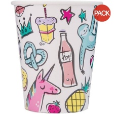 Unique Party Favorite Things Paper Disposable Cup (Pack of 8) - White/Pink/Blue - One Size