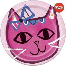 Unique Party Paper Cat Party Plates (Pack of 8) - Pink - One Size