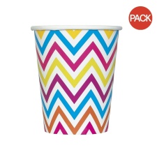 Unique Party Paper Chevron Party Cup (Pack of 8) - Multicoloured - One Size