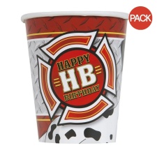 Unique Party Paper Fire Engine Birthday Party Cup (Pack of 8) - White/Red/Black - One Size