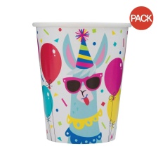 Unique Party Paper Llama Party Cup (Pack of 8) - White/Blue/Pink - One Size