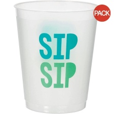 Amscan Sip Plastic Shimmer Party Cup (Pack of 8) - Frosted Clear - One Size