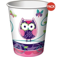 Creative Party Paper Owl Party Cup (Pack Of 8) - White/Purple/Pink - One Size