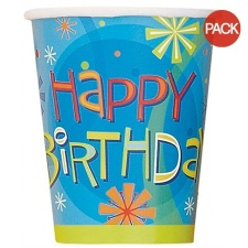 Unique Party Paper Stars Birthday Party Cup (Pack of 8) - Stellar Blue/Green - One Size