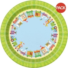 Unique Party Paper Circus Animal Baby Shower Party Plates (Pack of 8) - Green/Blue - One Size