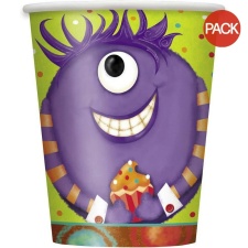 Unique Party Paper Monster Party Cup (Pack of 8) - Green/Purple - One Size