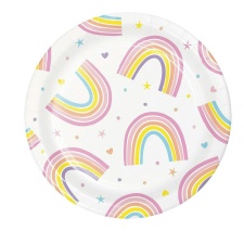 Creative Party Happy Rainbow Disposable Plates (Pack of 8) - White/Multicoloured - One Size