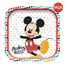 Disney Paper Square Mickey Mouse Disposable Plates (Pack of 4) - Multicoloured - One Size