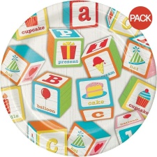 Creative Party Abc Paper Building Block 1st Birthday Disposable Plates (Pack of 8) - Multicoloured - One Size