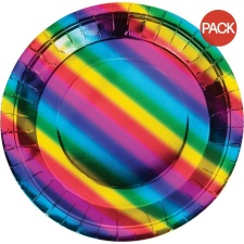 Creative Party Paper Rainbow Party Plates (Pack of 8) - Multicoloured - One Size