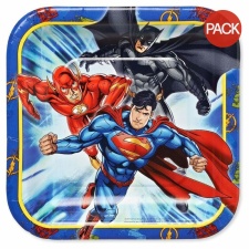 Justice League Paper Party Plates (Pack of 8) - Multicoloured - One Size