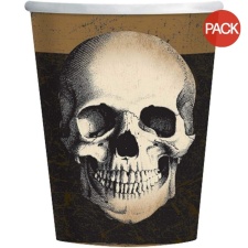 Amscan Paper Skull Party Cup (Pack of 8) - Black/Brown/White - One Size