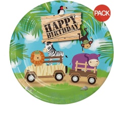 Creative Party Paper Safari Animals Party Plates (Pack of 8) - Multicoloured - One Size