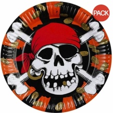 Amscan Paper Jolly Roger Plate (Pack of 8) - Red/White/Black - One Size