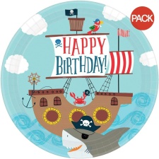 Amscan Ahoy Paper 1st Birthday Plate (Pack of 8) - Light Blue/Multicoloured - One Size