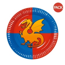 Boland Dragon Party Plates (Pack of 6) - Blue/Red/Orange - One Size