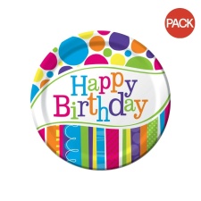 Creative Party Bright And Bold Happy Birthday Disposable Plates (Pack of 8) - Multicoloured - One Size