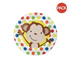 Creative Party Fun Paper Monkey Disposable Plates (Pack of 96) - Multicoloured - One Size