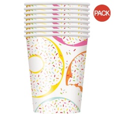 Unique Party Paper Donut Party Cup (Pack of 8) - White/Multicoloured - One Size