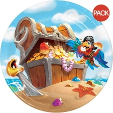 Creative Party Paper Pirate Dessert Plate (Pack of 8) - Multicoloured - One Size