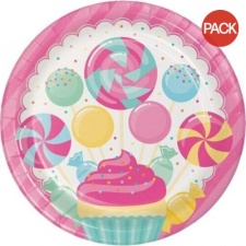 Creative Party Paper Candy Dinner Plate (Pack of 8) - Pink/White/Blue - One Size