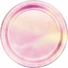 Creative Party Paper Iridescent Party Plates (Pack of 8) - Pink/Yellow - One Size