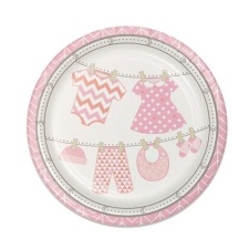 Creative Party Bundle Of Joy Paper Baby Shower Dinner Plate (Pack of 8) - Pink/White - One Size