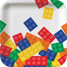 Creative Party Paper Square Party Plates (Pack of 8) - White/Multicoloured - One Size