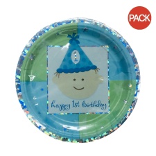 Amscan Prismatic 1st Birthday Party Plates (Pack of 8) - Blue/Green - One Size