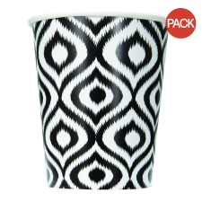 Unique Party Paper Moroccan Disposable Cup (Pack of 6) - Black/White - One Size